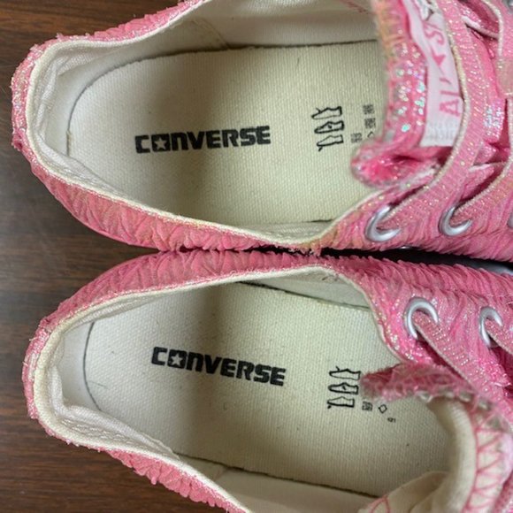 Converse All Star Chuck Taylor Low Top Shimmer Sneakers, size J 5.5, W 7, EU 38 - Picture 12 of 13
